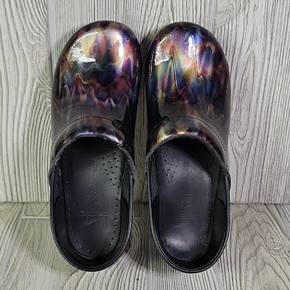 Dansko Mrbled Iridescent Patent Leather Clogs Womens Size 40 US Size 9.5-10 - Picture 6 of 14